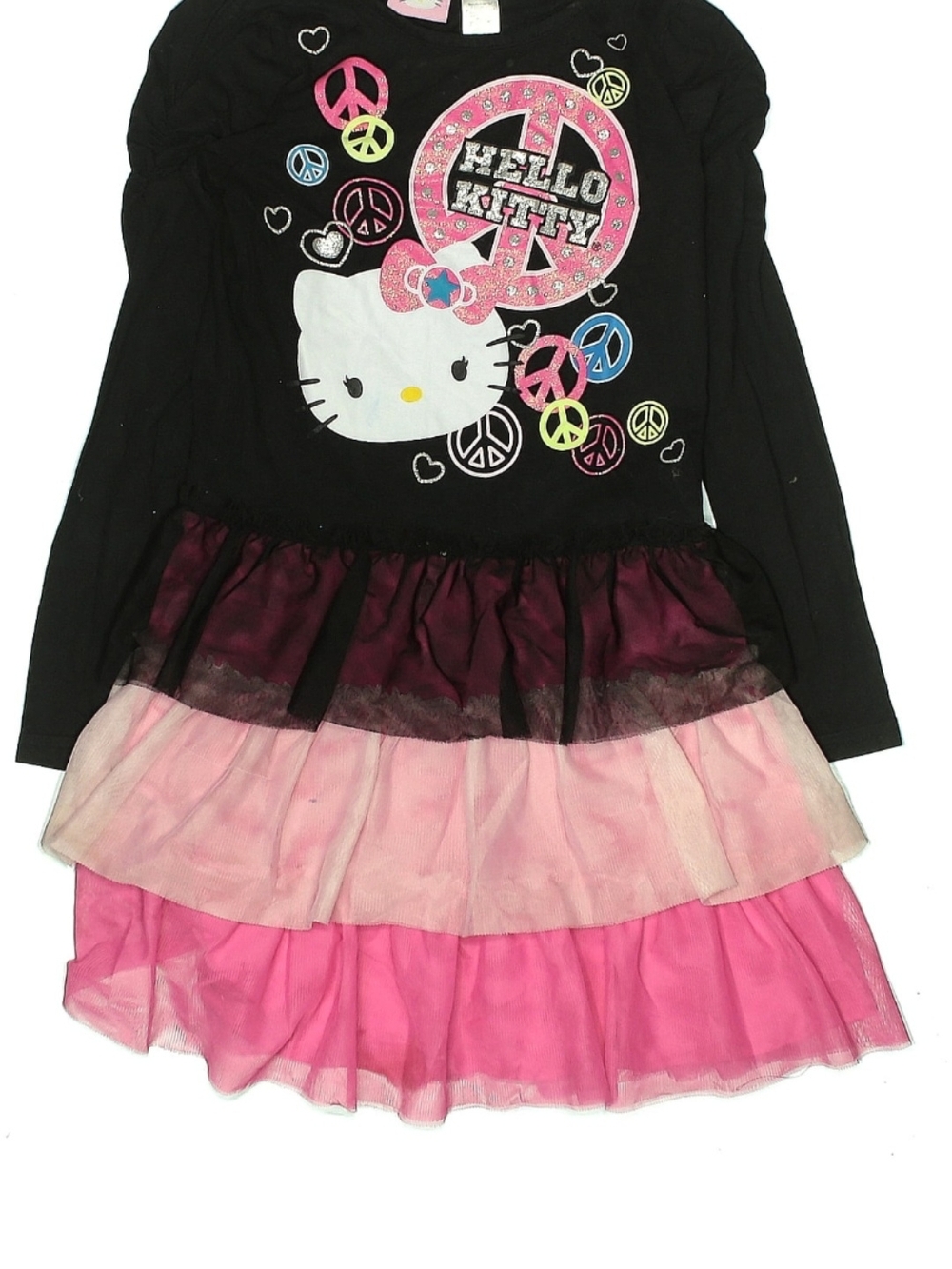 Hello Kitty Black Top with Pink Tiered Tulle Skirt